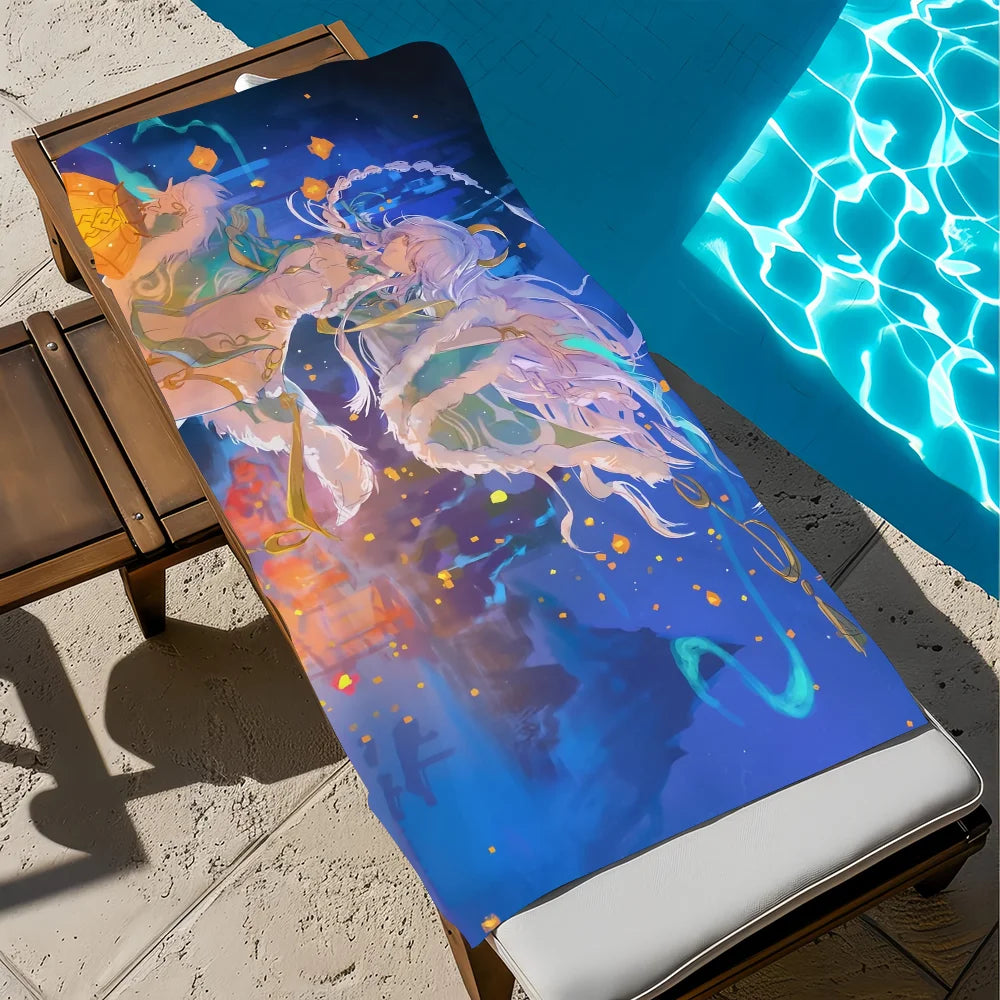 Genshin Impact Zibai Quick-Dry Beach Towel | Multi-Size Quick-Dry Beach Towel Peaceful Pleasures Health and Wellness z11 STJ80x160CM