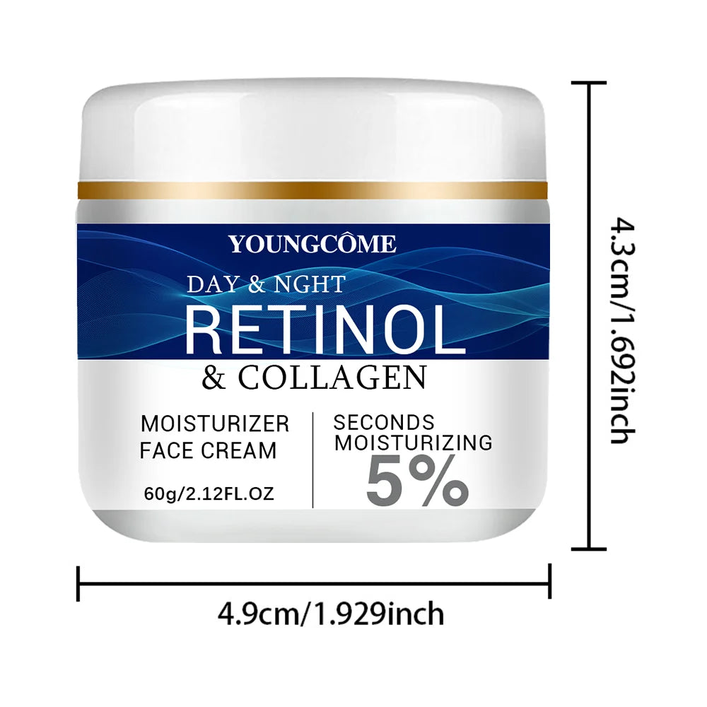 Collagen Retinol HyaluronicAcid Facial Cream Anti Aging Firming Lifting Fade Fine Lines Whitening Moisturizing Brightening Skin Peaceful Pleasures Health and Wellness 60g