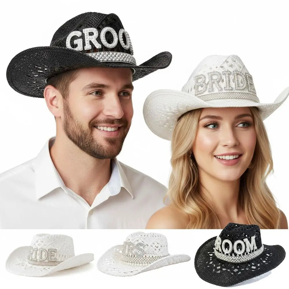 Rhinestone Bride Cowboy Hat – Crochet Western Cowgirl Party Hat