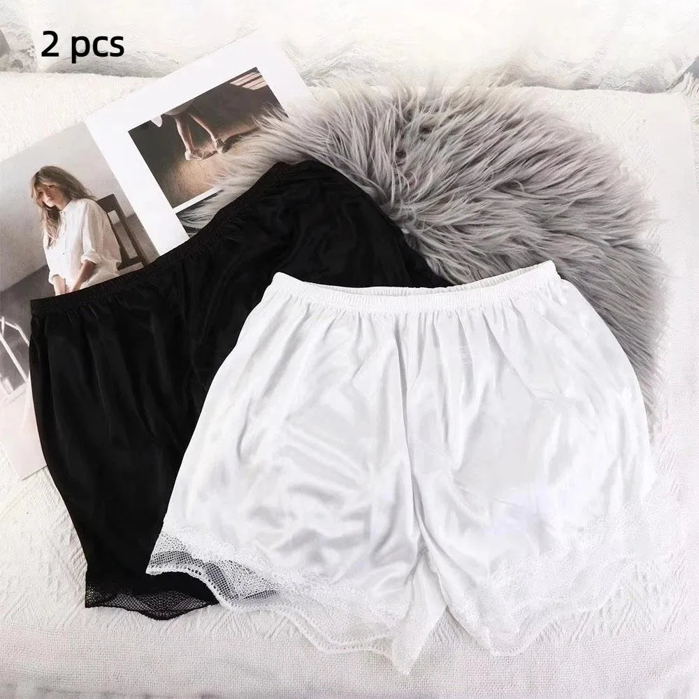 Women's Satin Sleep Shorts 2-Pack | Lace Breathable Homewear Women's Sleep Shorts Peaceful Pleasures Health and Wellness