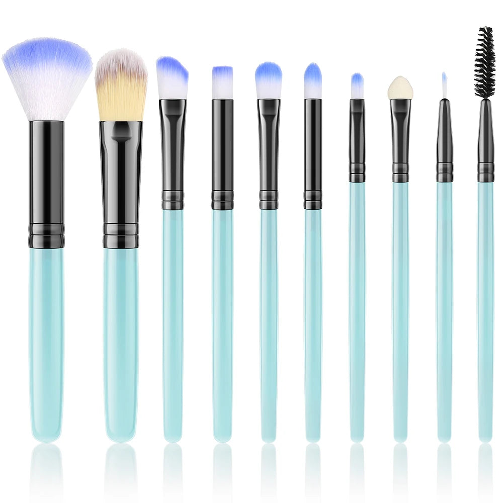 RUNTOIN 10-Piece Travel Makeup Brush Set – Soft & Fluffy Makeup Brush Set Peaceful Pleasures Health and Wellness LD2-10PCS-BU