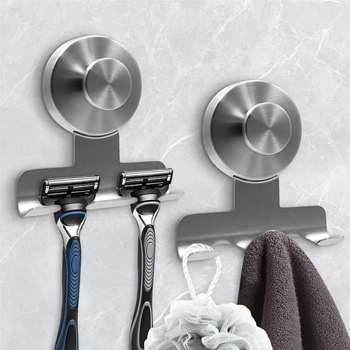 3-Hook Suction Cup Razor Holder for Shower – Stainless Steel Shower Razor Holder Peaceful Pleasures Health and Wellness