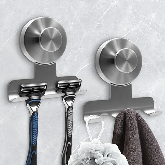 3-Hook Suction Cup Razor Holder for Shower – Stainless Steel Shower Razor Holder Peaceful Pleasures Health and Wellness