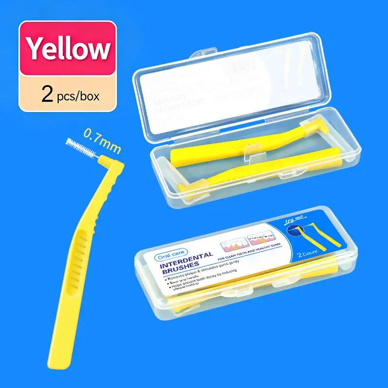 2/5Pcs L-shaped Interdental Brushes Portable Soft Bristle Interdental Cleaners Brushes Travel Peaceful Pleasures Health and Wellness B2