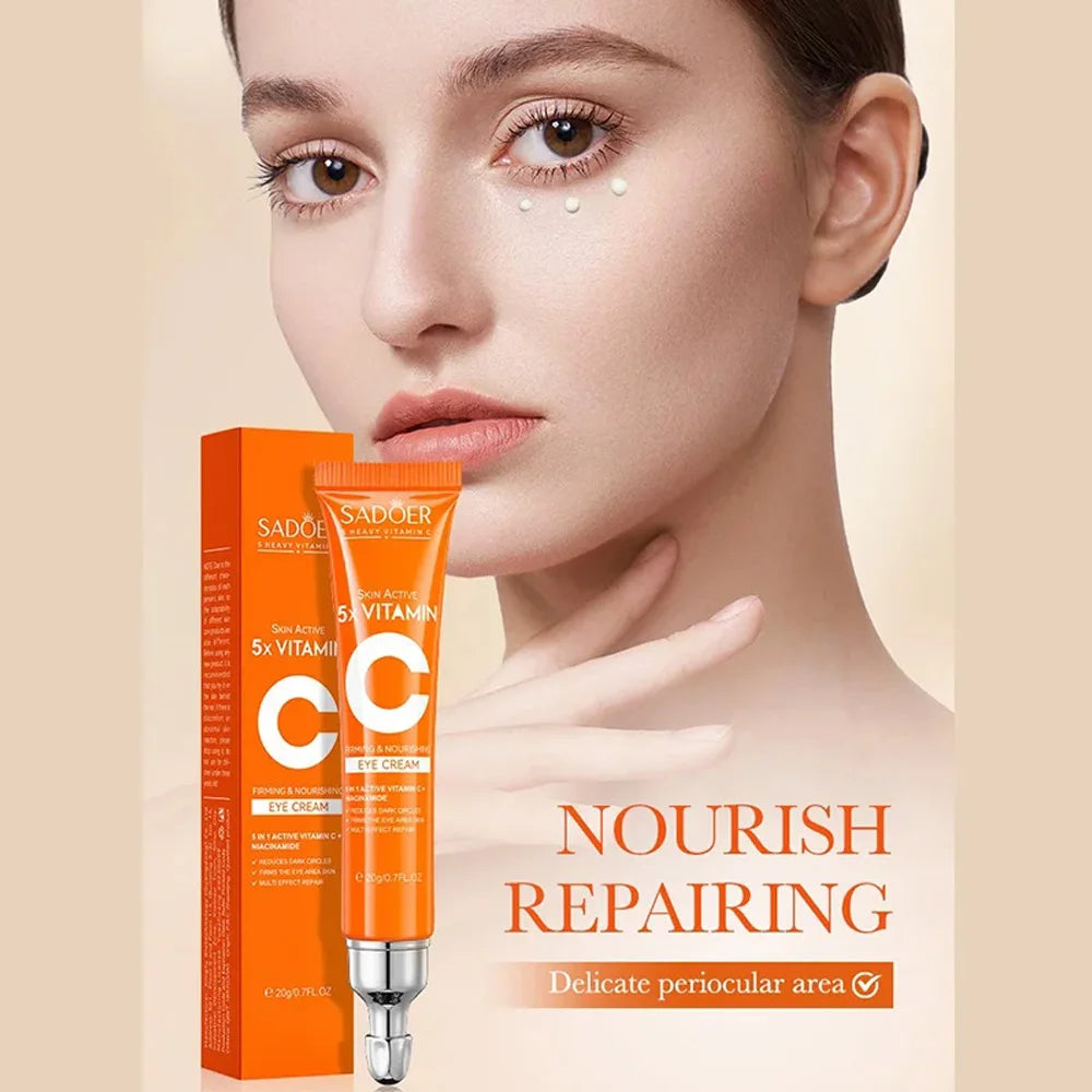 SADOER Vitamin C Eye Cream Anti Dark Circles Eyes Bags Remover Moisturizing Brightening Firming Skin Care Products for Eyes Peaceful Pleasures Health and Wellness