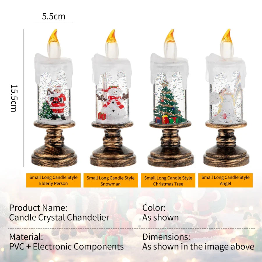 Christmas LED Snowman Crystal Candle Lamp | Flameless Decor