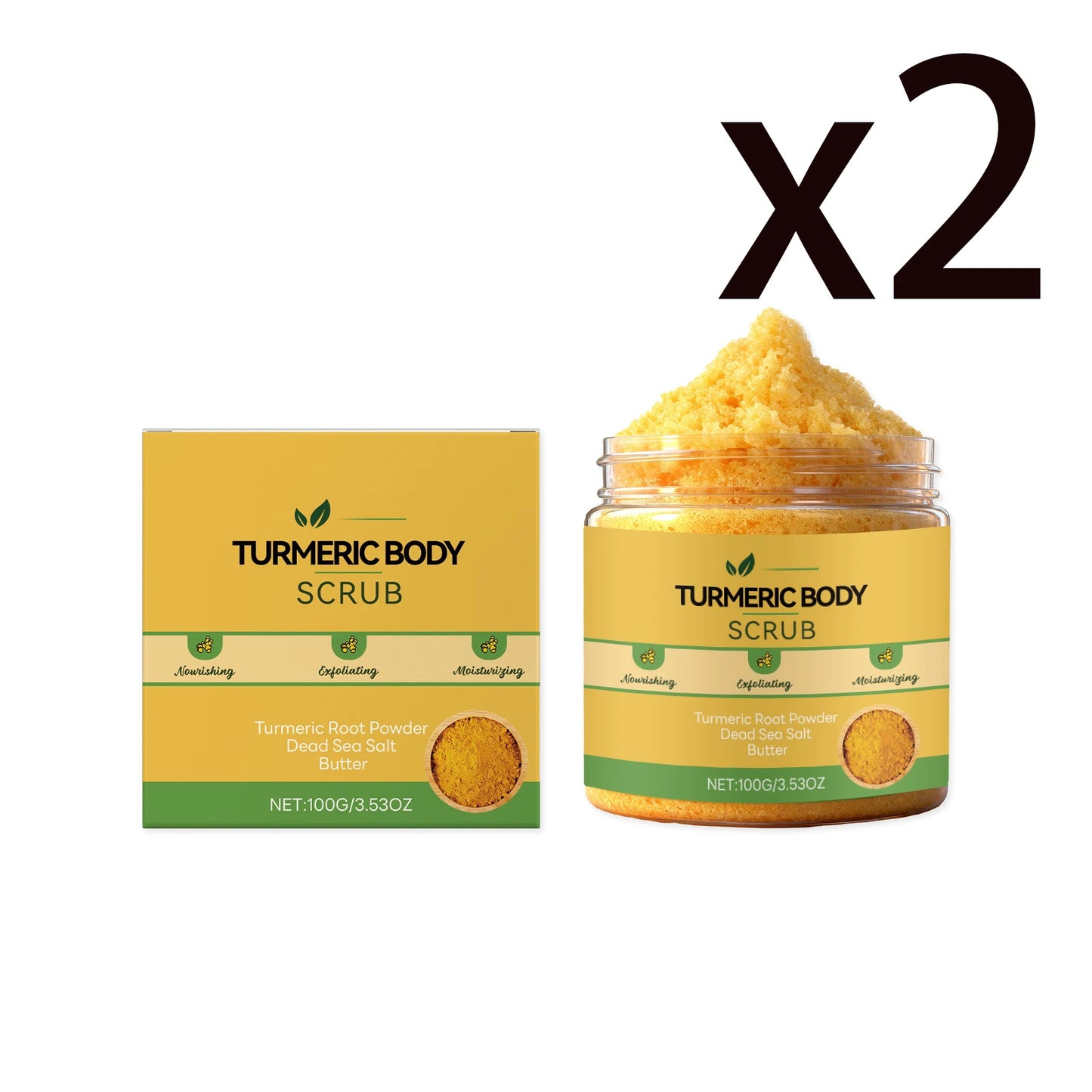 Turmeric Sea Salt Brighten Scrub for Exfoliating Skin Peaceful Pleasures Health and Wellness 2x100g