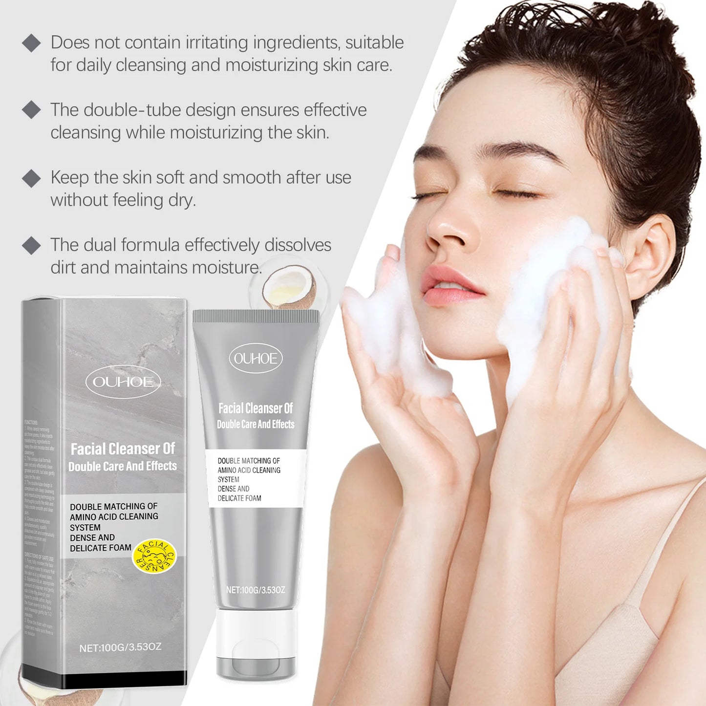 OUHOE 100g Double Cleansing Moisturizing Facial Cleanser