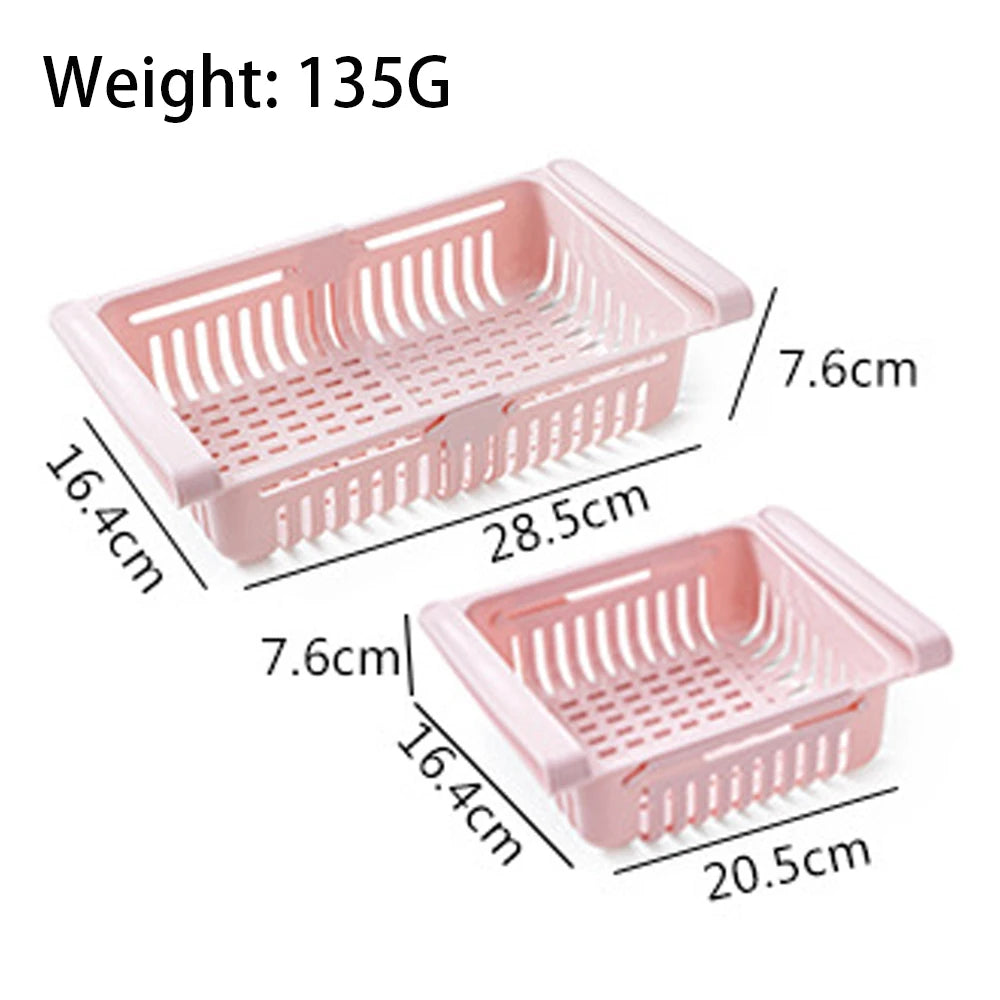 Adjustable Kitchen Fridge Storage Rack Home Organizer Food Container Refrigerator Drawer Storage Boxes Rack Retractable Shelf Peaceful Pleasures Health and Wellness