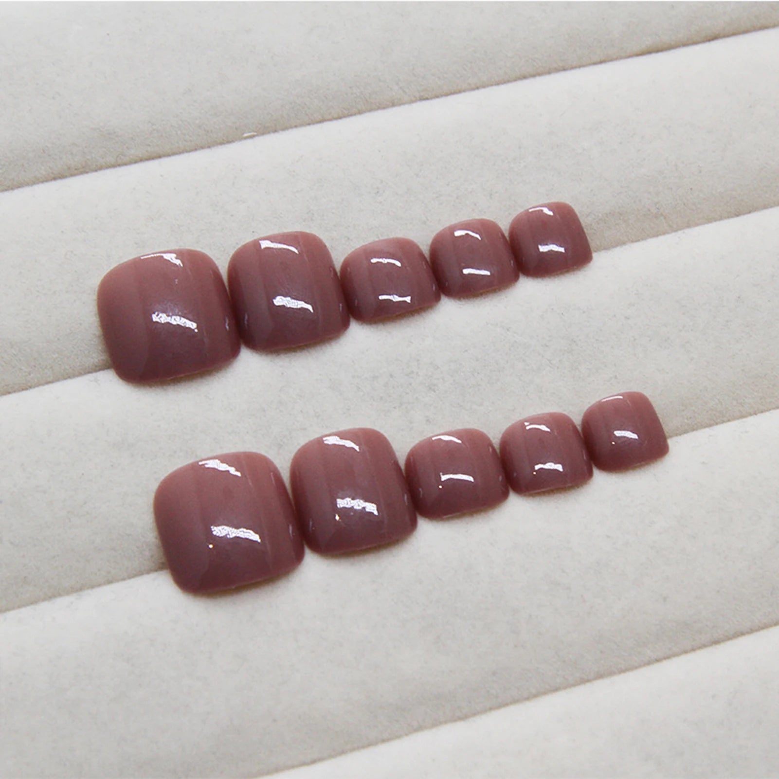 Wine Red Toe Nail Tips Press On Toenails 24pcs Reusable Charming Fake Toe Nails For Fashion Party Manicure Pedicure Decoration Peaceful Pleasures Health and Wellness