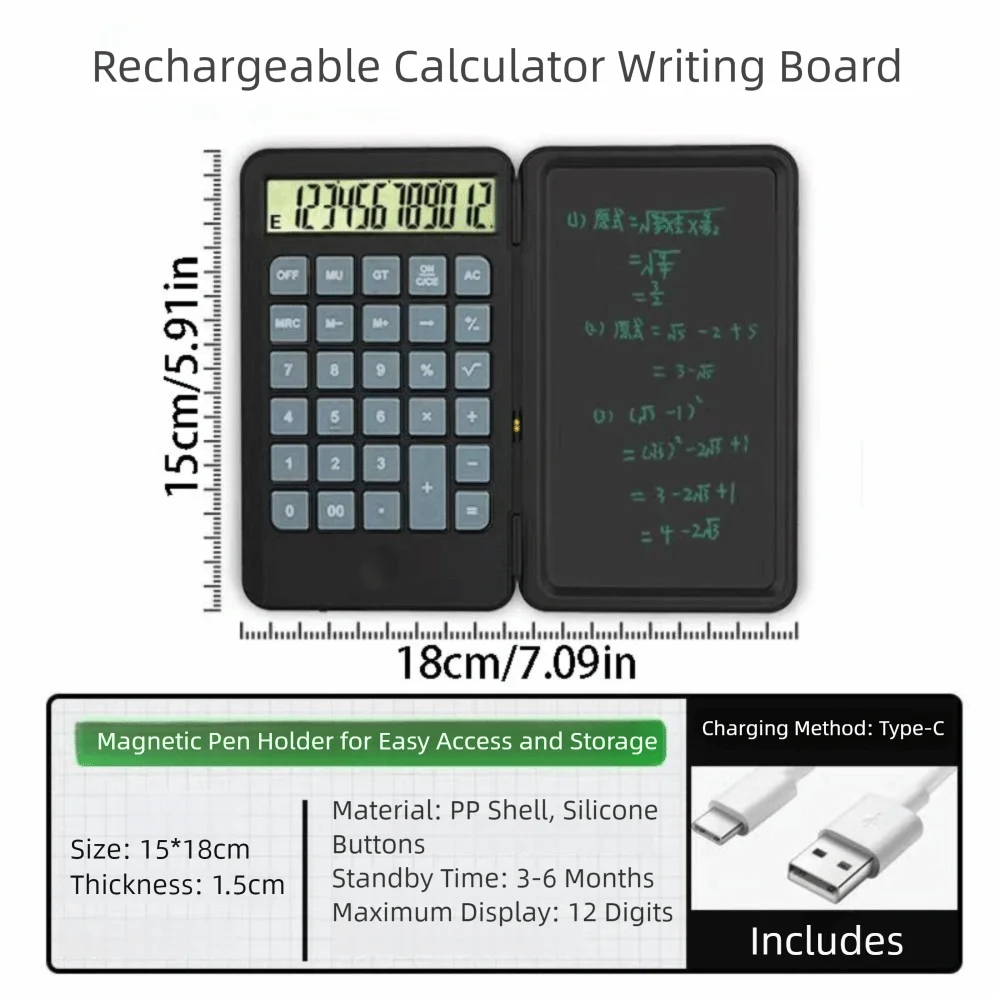 2in1 Scientific Calculator Large Screen Display Erasable Function Calculators with Tablet Multifunctional Foldable Peaceful Pleasures Health and Wellness