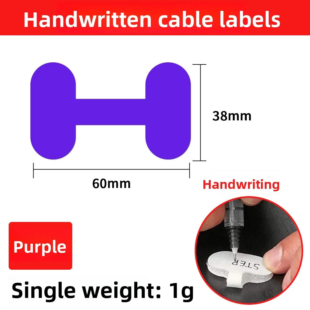 Writeable Self-Adhesive Cable Ties | Colorful Wire Organizer