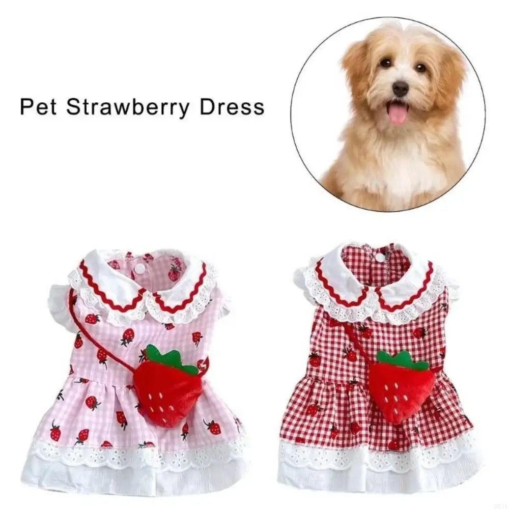 Strawberry Pet Dress – Soft Summer Skirt for Cats & Puppies