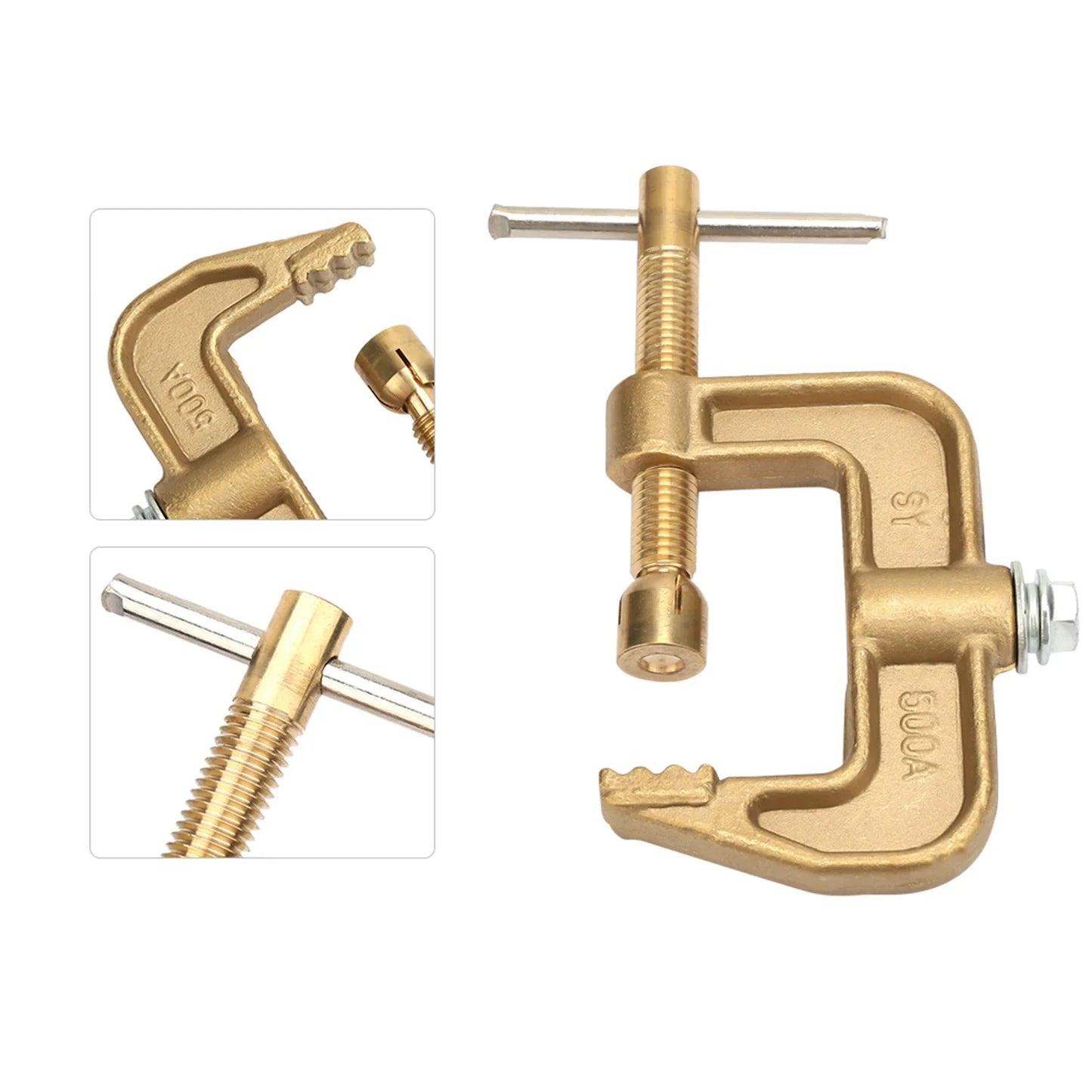 Power Ground Earth Clamp 500A Brass Material Classical G Shape