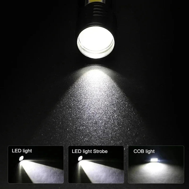 USB Rechargeable Mini Flashlight | COB+XPE Zoomable 3-Mode Torch