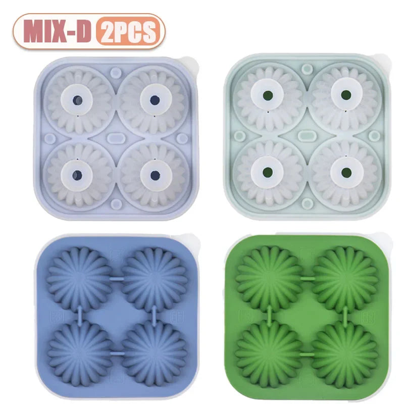 Cactus Ice Ball Mold – 4-Grid Silicone Sphere Ice Cube Tray