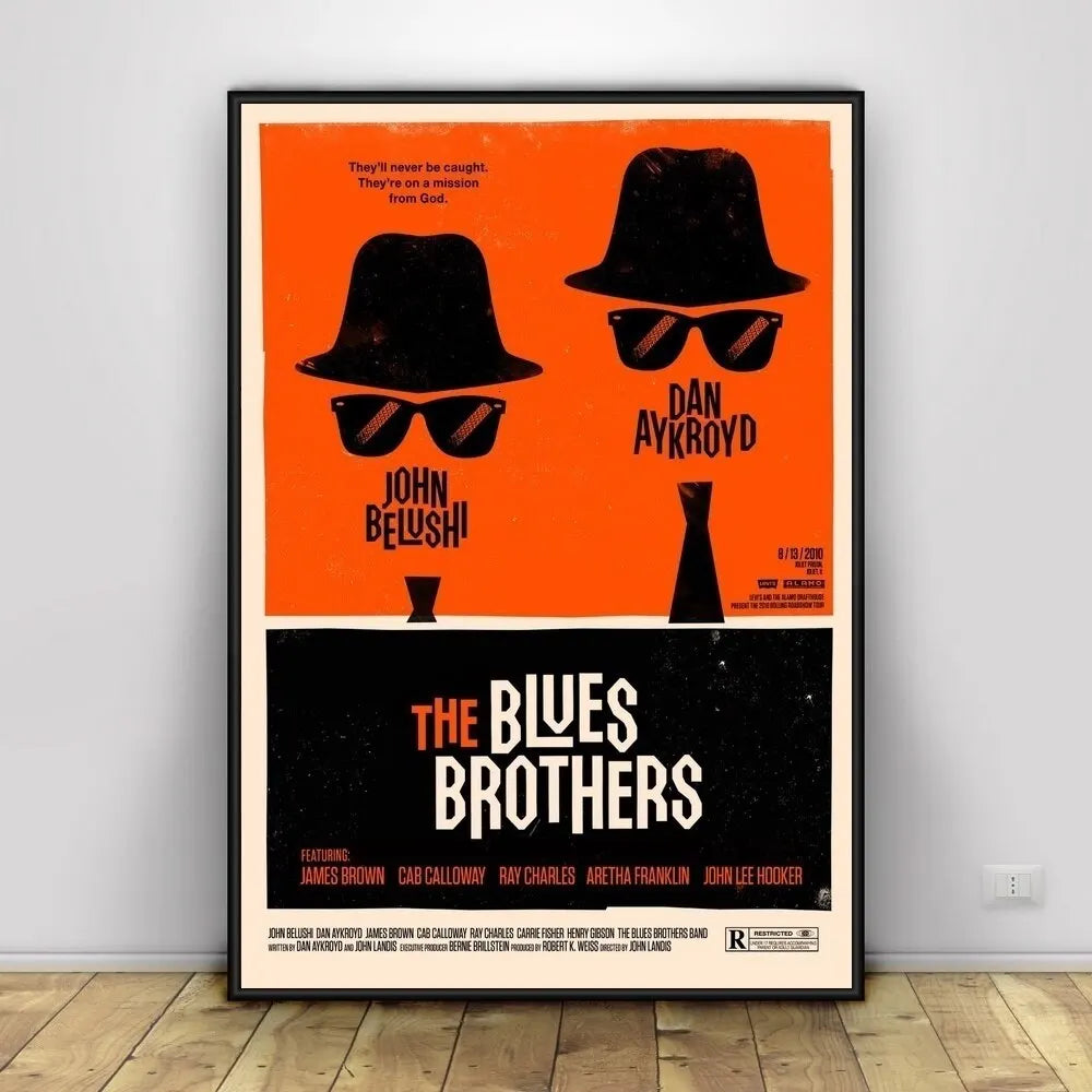 Vintage Blues Brothers Canvas Wall Art Classic Movie TV Show Poster Retro Print for Home Bedroom Living Room Decoration Peaceful Pleasures Health and Wellness 15 30x40cm Unframed