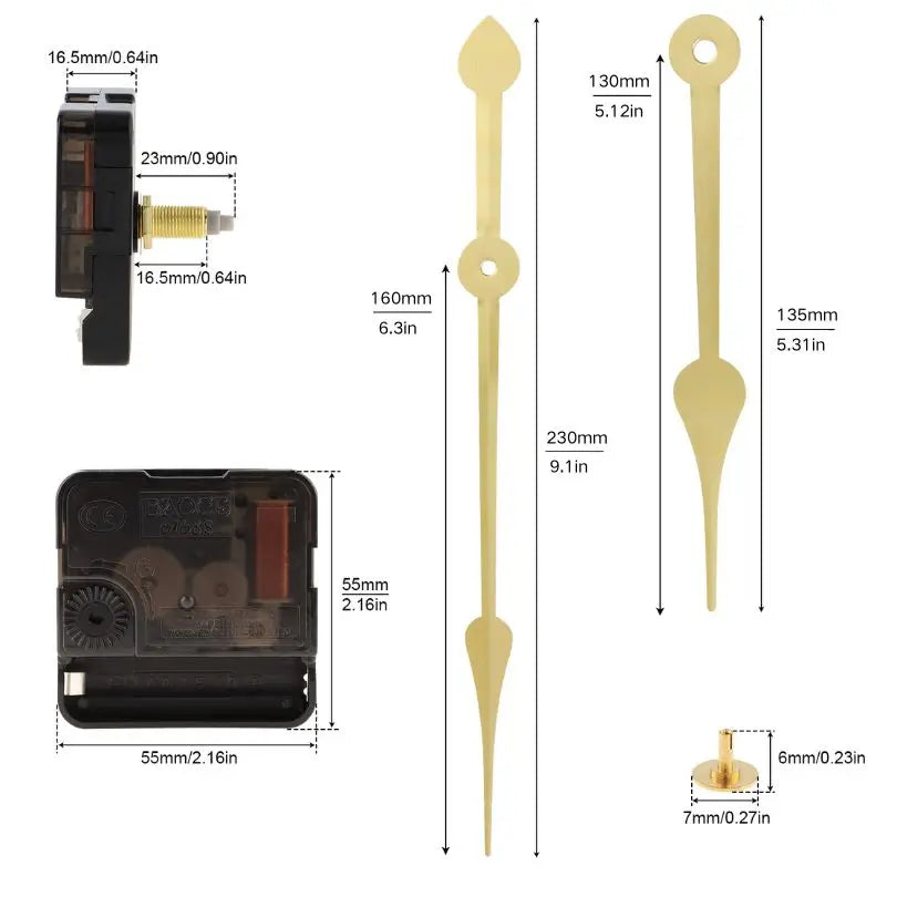 Quartz Battery Operated Silent Wall Clock Movement Mechanisms for DIY / Repair, Clock Parts Replacement Peaceful Pleasures Health and Wellness 23mm 2 Hands Points China Mainland