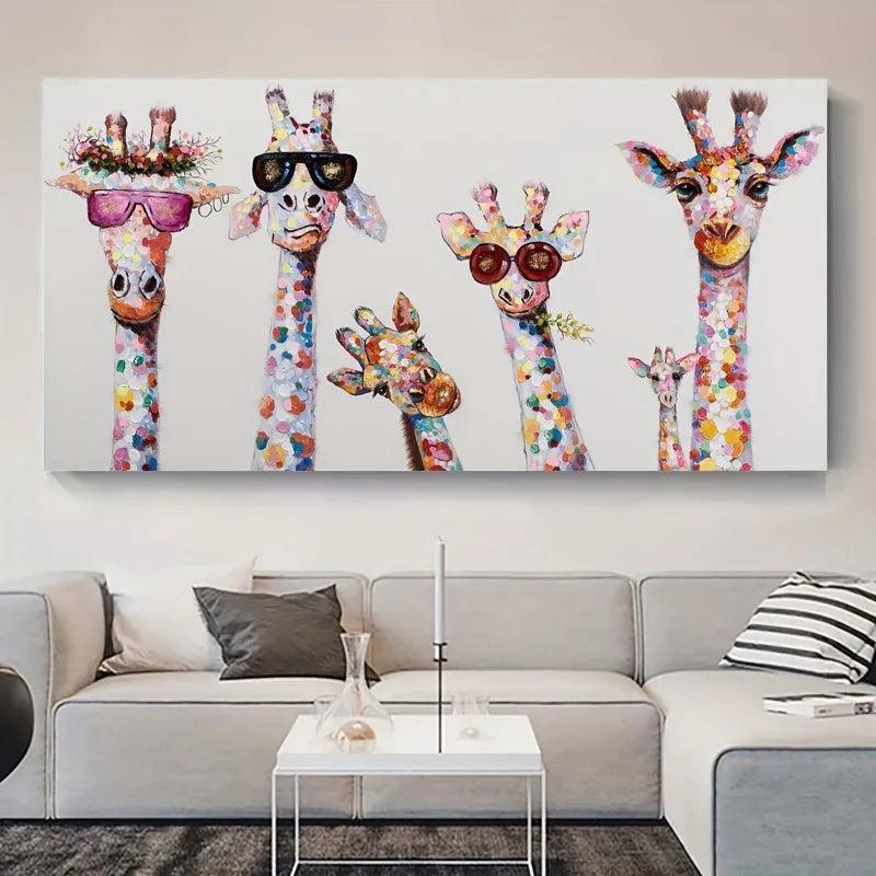 Vibrant Giraffe Canvas Art Print Unframed, Modern Wall Decor for Living Room, Bedroom, Office More Perfect Gift , Giraffe Decor Peaceful Pleasures Health and Wellness