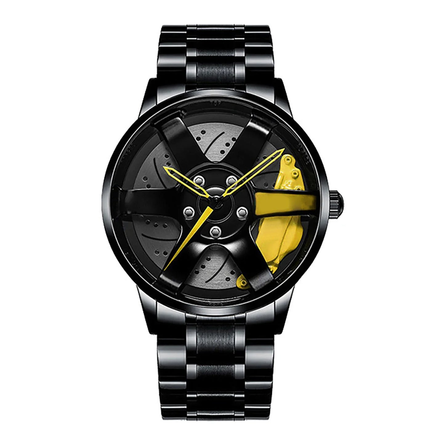 Men's Car Rim Quartz Watch – Leather Strap Round Dial