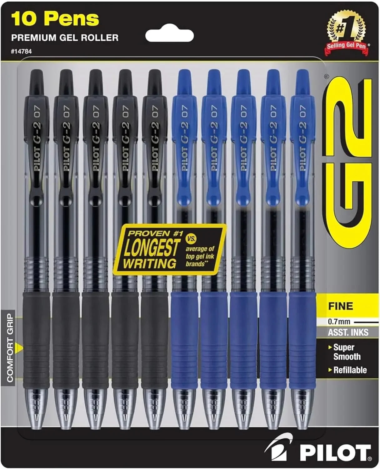 Premium Gel Roller Pens, 0.7mm Fine Point Smooth Writing, 10 Pack with Black and Blue Ink Peaceful Pleasures Health and Wellness United States