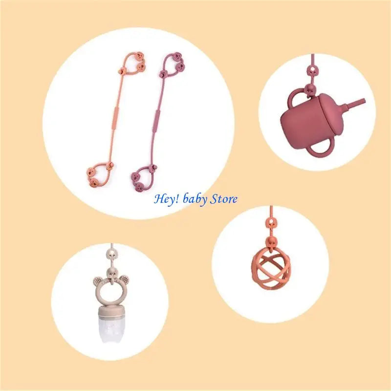 Silicone Pacifier Clip & Teether Strap – Stroller, Crib, High Chair
