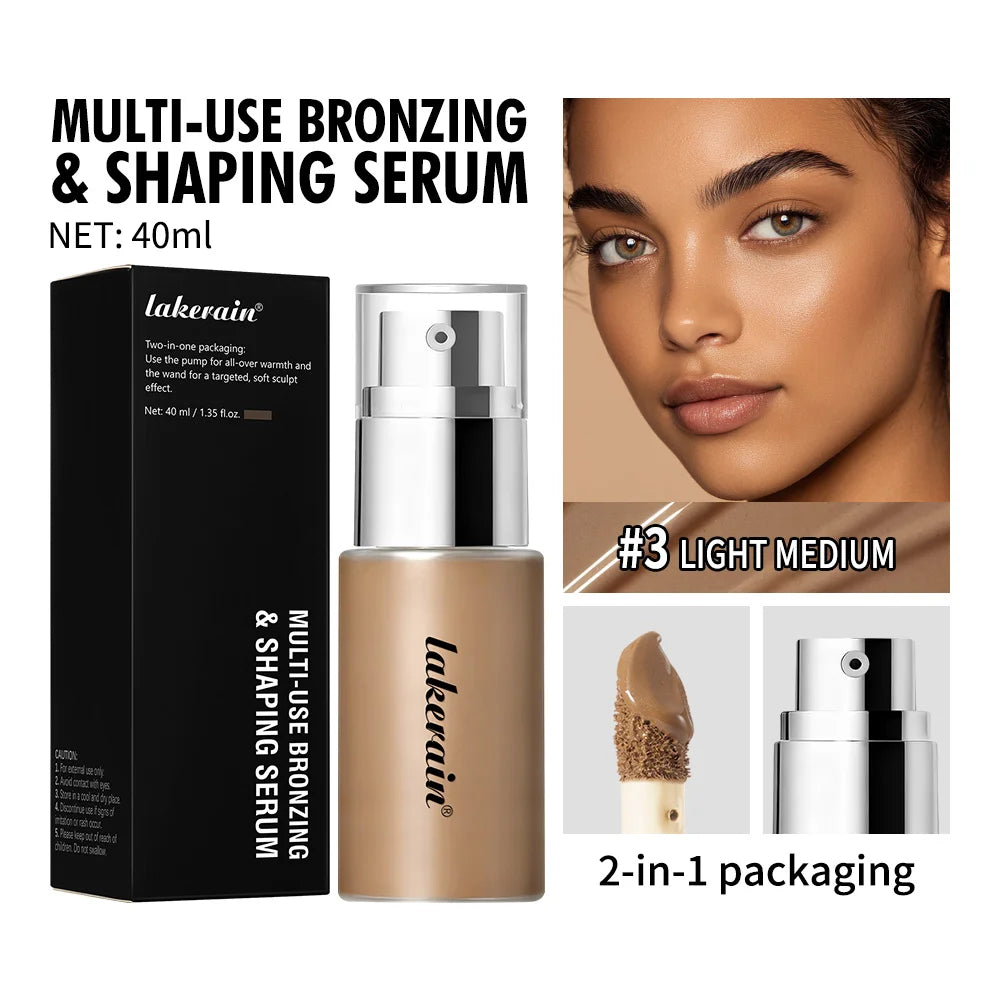 Long Lasting Foundation Serum With Bronzing Shaping Moisturizes Nourishes Skin Brighten Facial Contouring Concealer Cosmetics Peaceful Pleasures Health and Wellness 3Light Medium