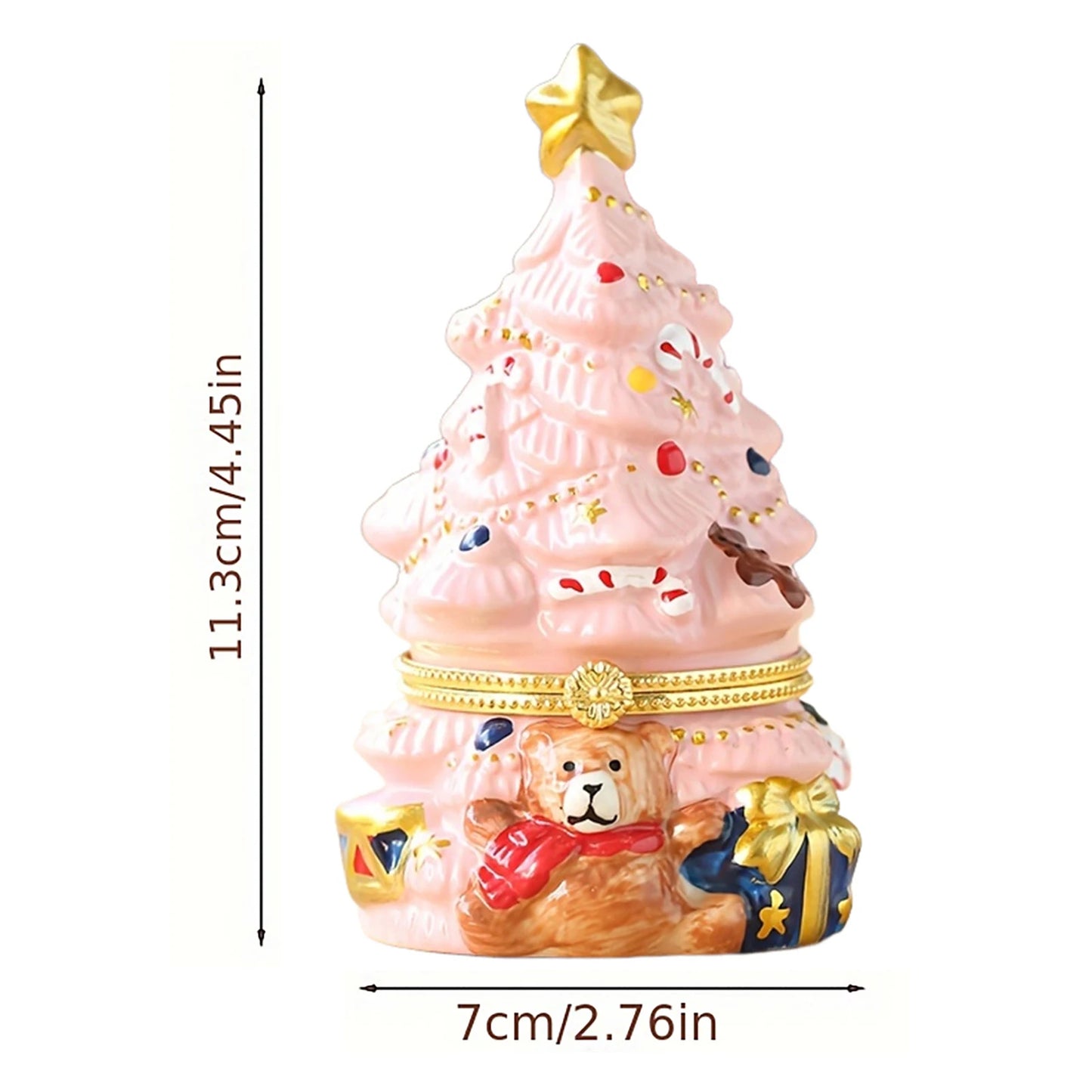Christmas Tree Jewelry Trinket Box Fine Craftsmanship Creative Treasure Case Candy Box Suitable for Holiday Parties Desk Peaceful Pleasures Health and Wellness