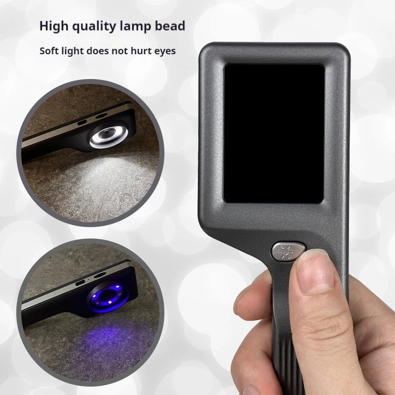 10X Hd Digital Magnifier 2.4" Ips Screen Pocket Magnifying Glass Camera for Kids Coin Pcb Measure White Uv Light Usb Microscope Peaceful Pleasures Health and Wellness