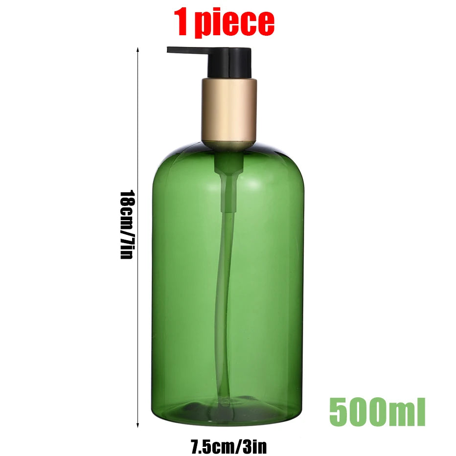 Refillable Shampoo and Conditioner Dispenser Shampoo Bottles with Pump Waterproof Labels Chic Shower Soap Dispenser Peaceful Pleasures Health and Wellness 1pc green bottle