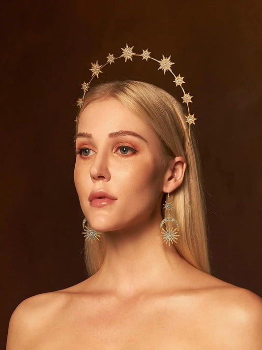 Halo Crown Stars Goddess Crown Halo Headband and Crowns for Women Boho Bridal Wedding Headpiece Peaceful Pleasures Health and Wellness