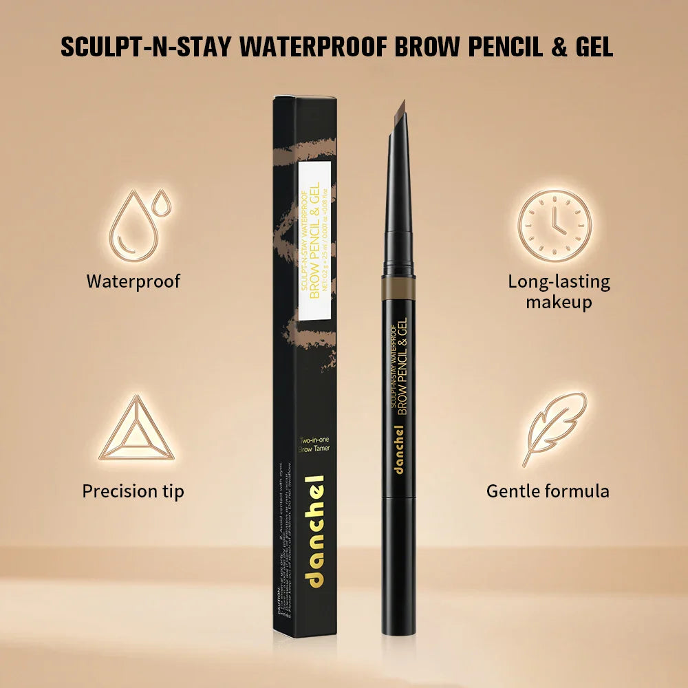 2-in-1 Waterproof Eyebrow Pencil & Gel – Smudge-Proof, Long-Lasting