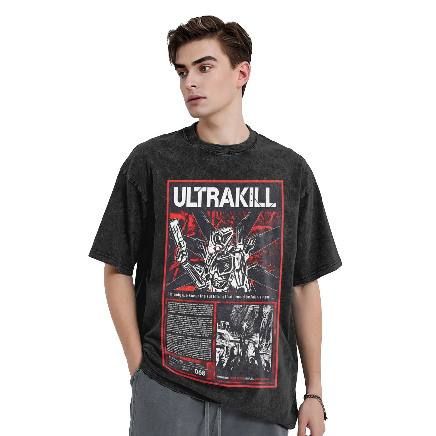 Men Ultrakill T-Shirts Video Game Top Tees Summer Y2K Basic Short-Sleeved T-Shirt O-Neck Harajuku Casual Tee Shirt Hot Peaceful Pleasures Health and Wellness
