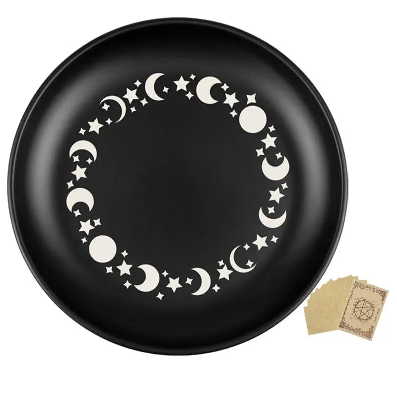 Meditation Altar Tray Ritual Metal Candle Holder 5.5-inch Diameter Stainless Holder Tray Includes 12 Sheets Of Parchment Paper Peaceful Pleasures Health and Wellness