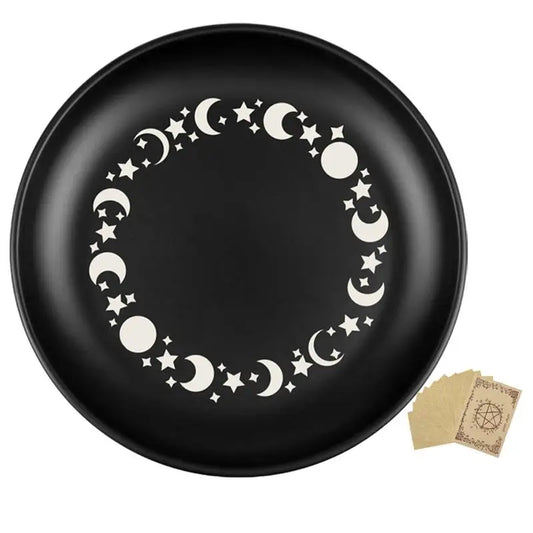 Meditation Altar Tray Ritual Metal Candle Holder 5.5-inch Diameter Stainless Holder Tray Includes 12 Sheets Of Parchment Paper Peaceful Pleasures Health and Wellness