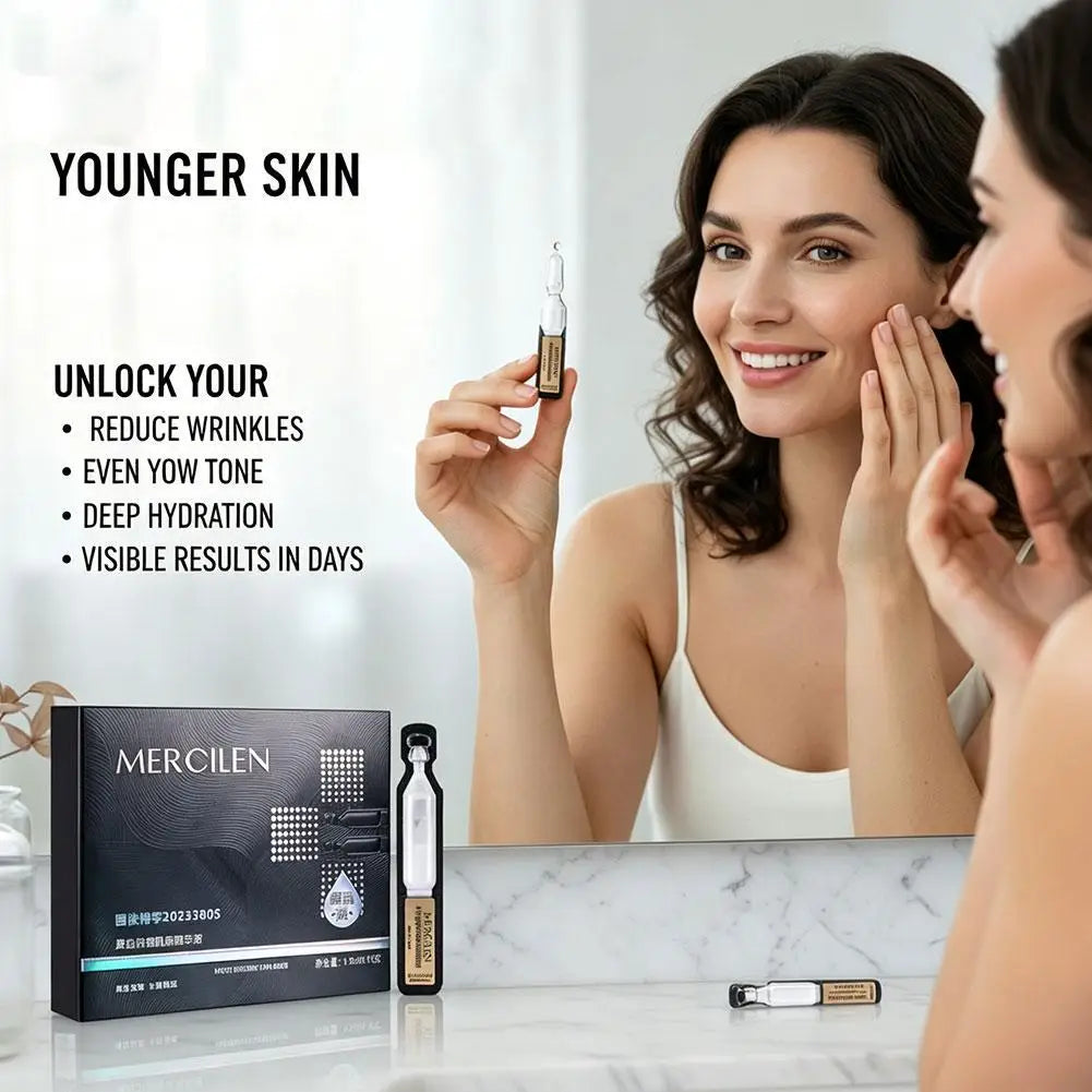 1.5ml x 10pcs Collagen Plumping Single-Use Ampoule Serum Vials Hydrating Firming Moisturizing Anti-Wrinkle Gentle Peaceful Pleasures Health and Wellness
