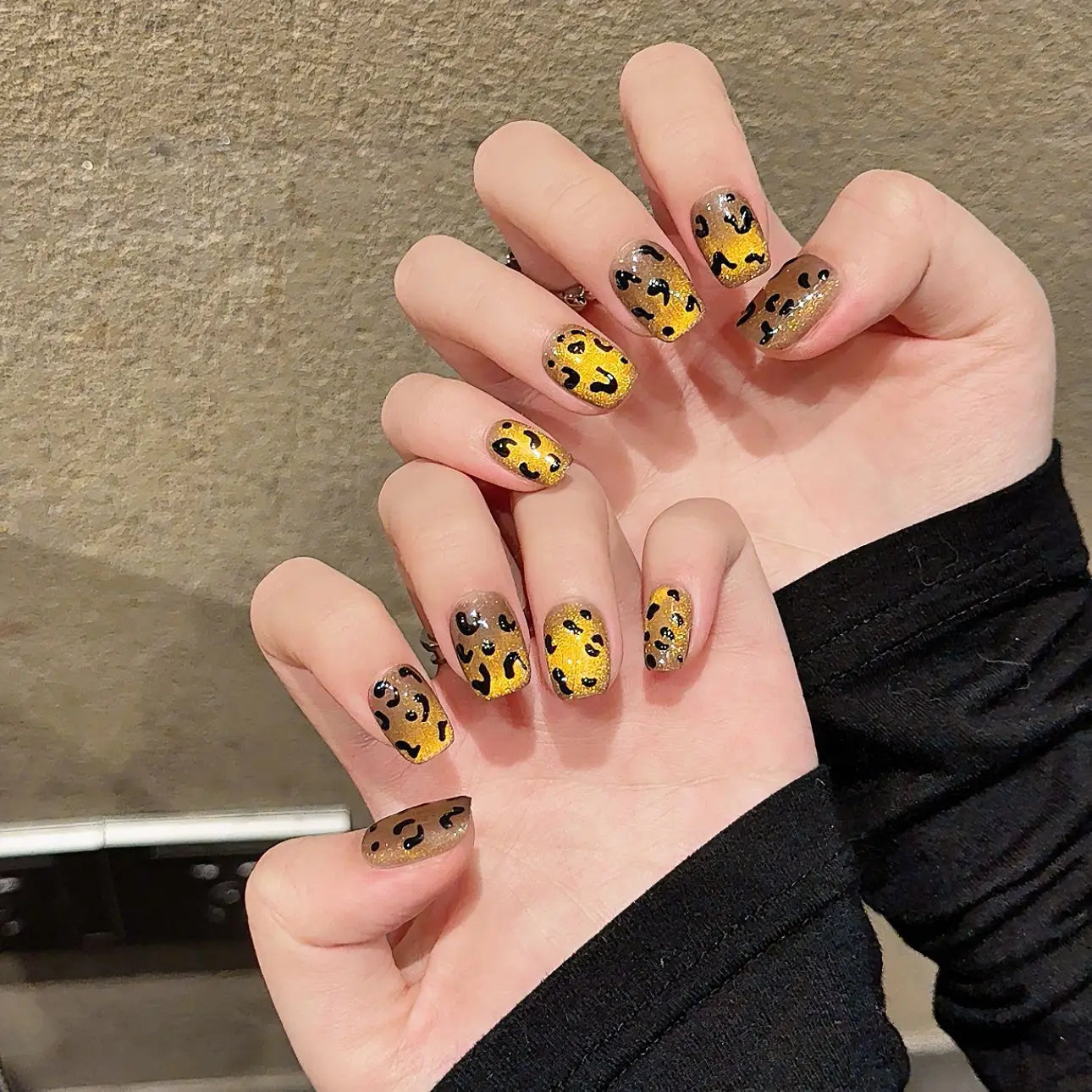 Handmade Press on Nails Leopard Print Cat Eye Fake Nail Tips for Women Girl Wearable Detachable Shiny Long Almond False Nails Peaceful Pleasures Health and Wellness