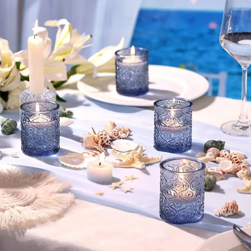 12-Pack Glass Candle Holders | Multicolor Table Decor & DIY Jars