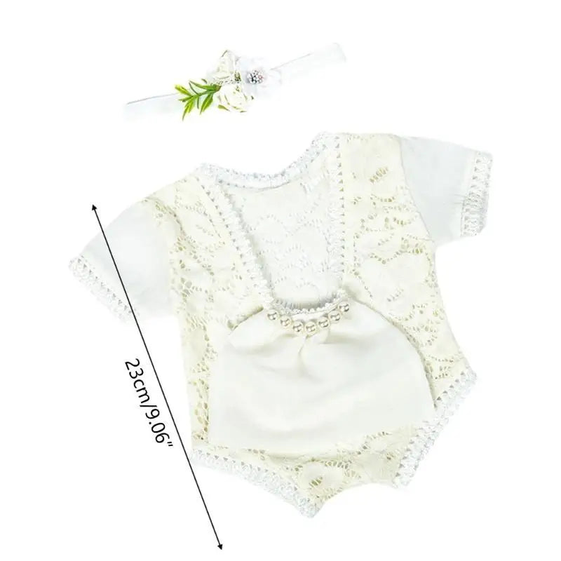 Newborn Baby Photography Props Lace Romper & Headband Set