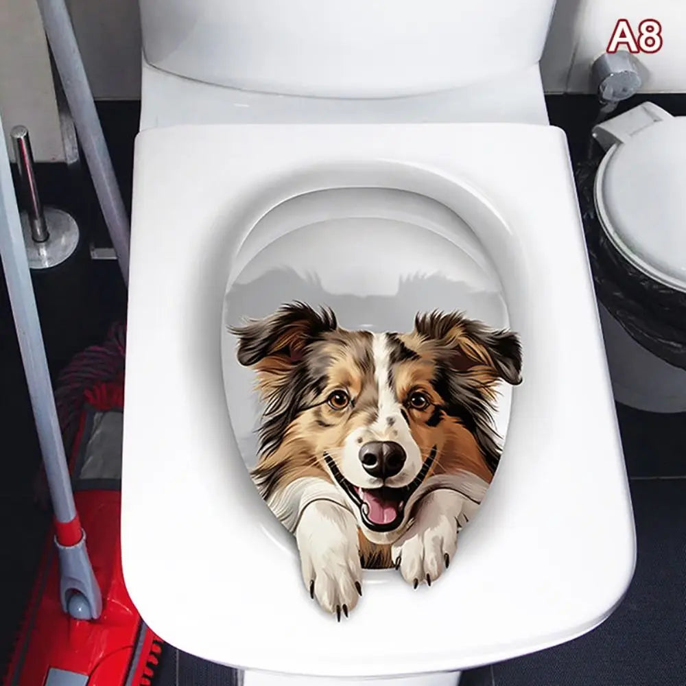 3D Animal Toilet Stickers – Waterproof PVC Cat & Squirrel Decals