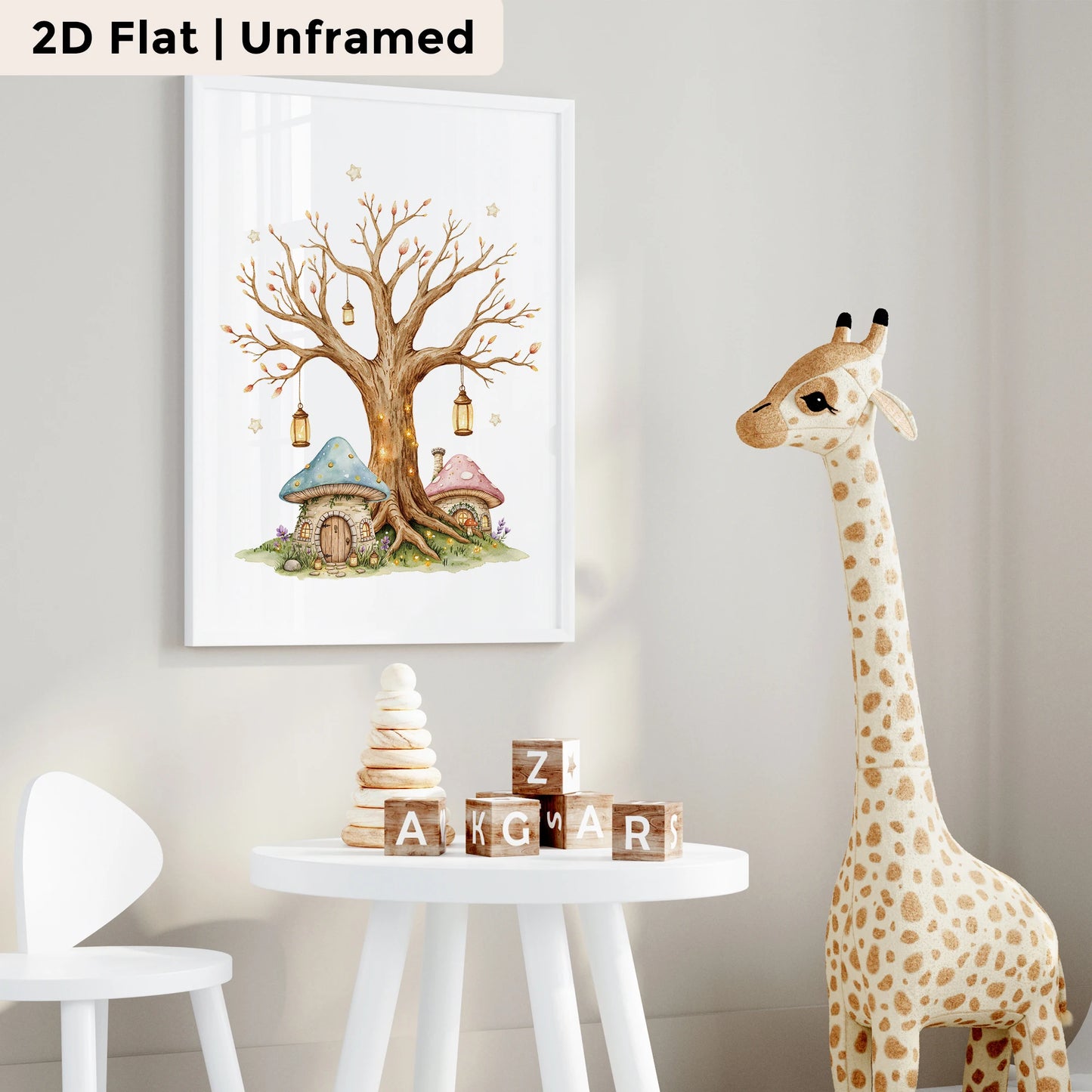3-Piece Cartoon Mushroom Tree Canvas Wall Art | Kids Room Decor