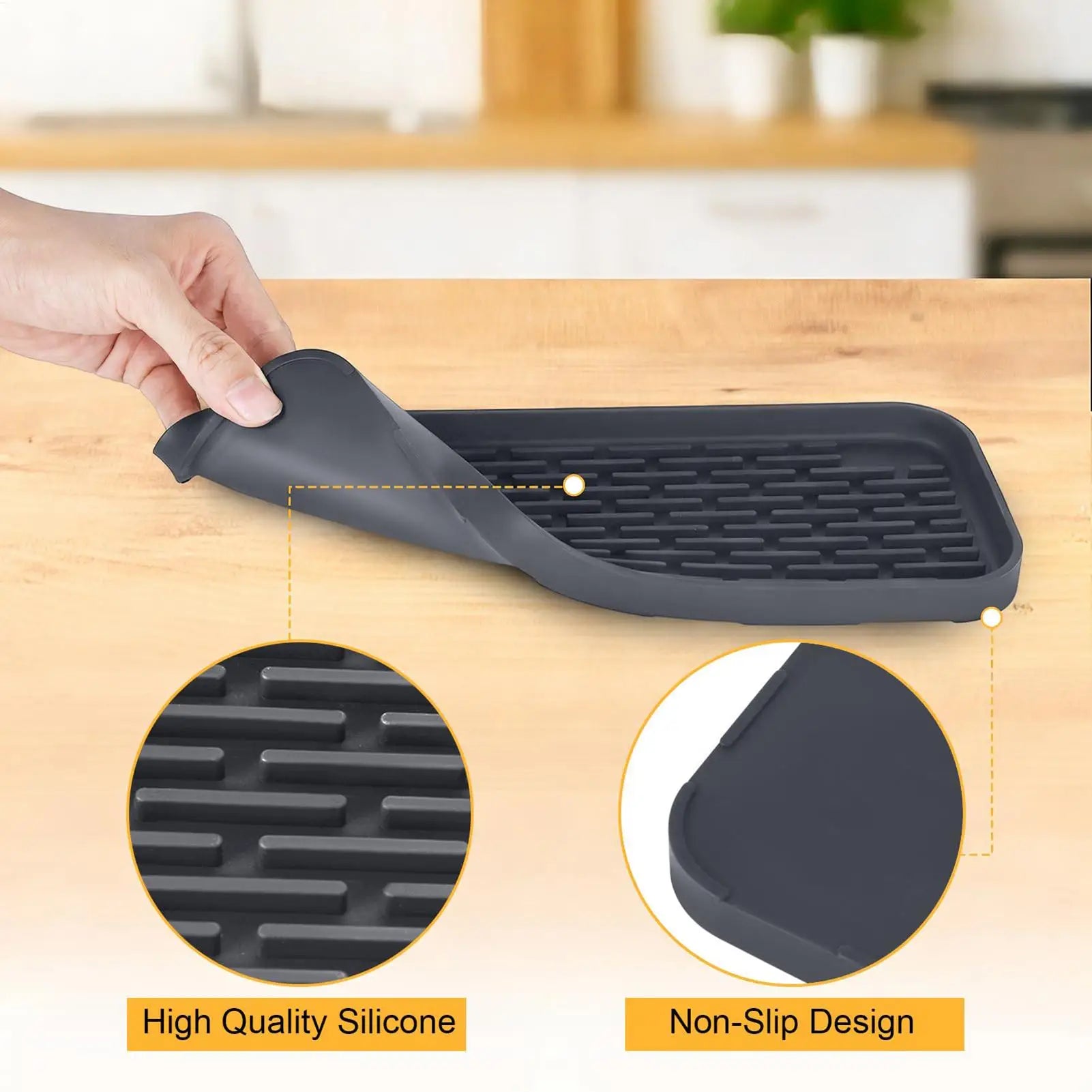 Silicone Drip Tray Non Slip Waterproof Grid Mat Bar Drink Catcher Tray for Coffee Tea Beer Beverage Kitchen Home Bar Use Peaceful Pleasures Health and Wellness