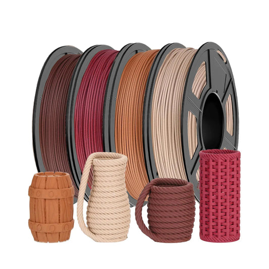 Wood Fiber PLA 3D Printer Filament Bundle 1.75mm – 4 Colors 3D Printer Filament Peaceful Pleasures Health and Wellness 4 Color set