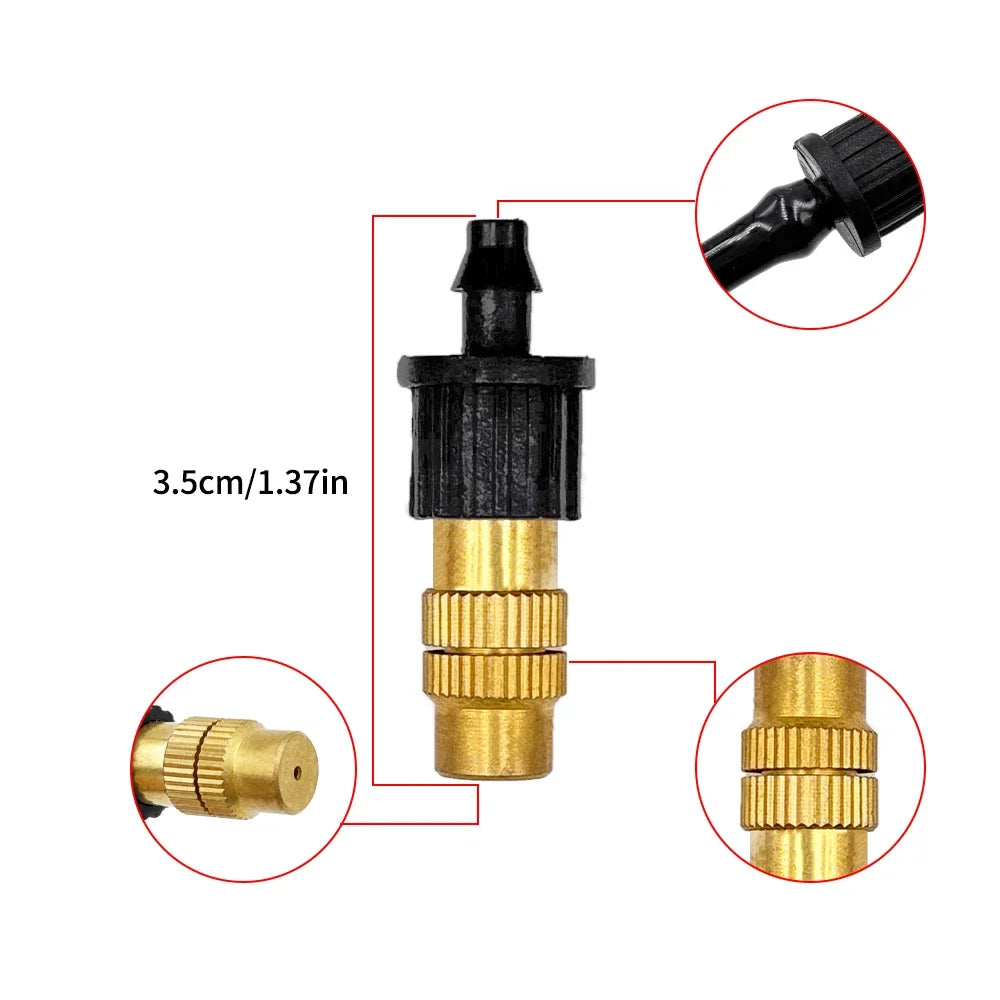 10pcs 4/7PVC Outdoor Misting Cooling System Garden Irrigation Watering 1/4'' Brass Atomizer Adjustable Garden Micro Sprinklers Peaceful Pleasures Health and Wellness