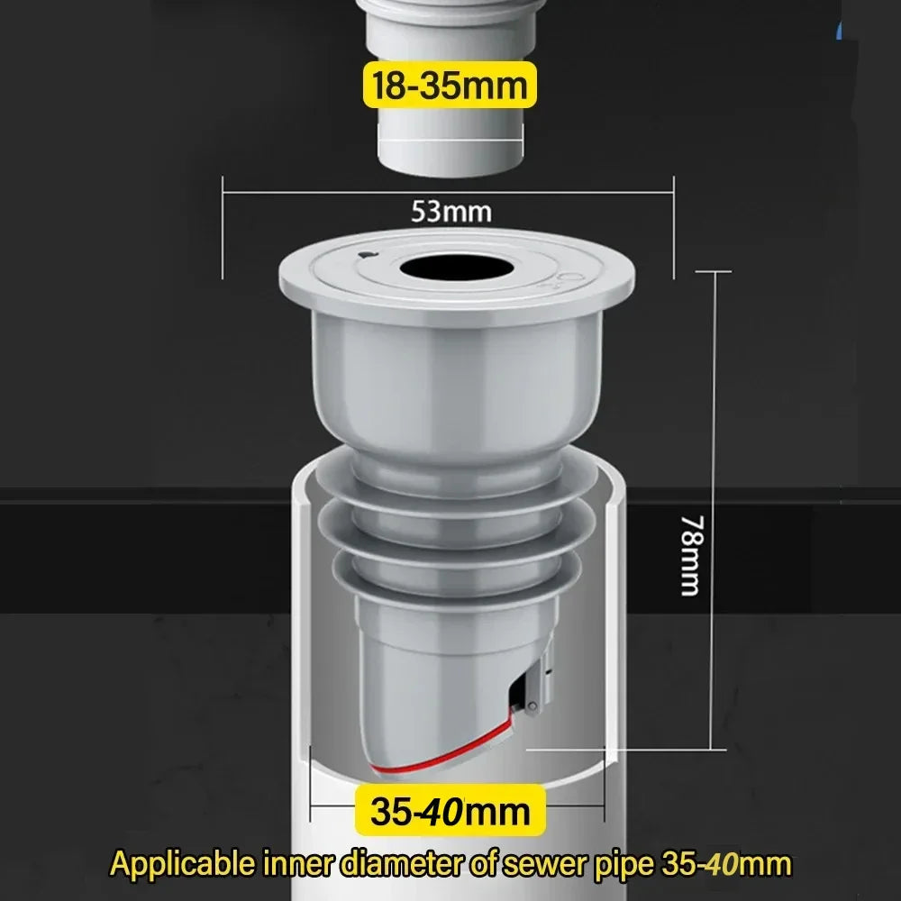 Bathroom Sink Drainer Drain Trap Water Stop Anti-backflow Anti-odor Sewer Pipe Sealing Ring Silicone Accessories Bathtub Fixture Peaceful Pleasures Health and Wellness 35-40mm 76mm