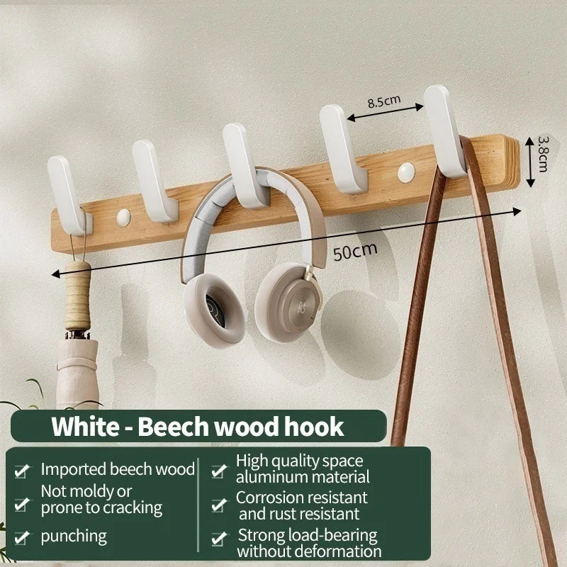 Wood & Aluminum Wall Hook | Coat Hanger for Kitchen & Bathroom