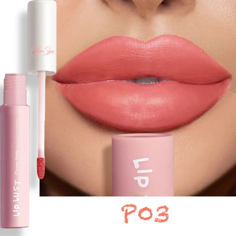 10-Color Matte Liquid Lipstick – Nude Pink & Red, Waterproof