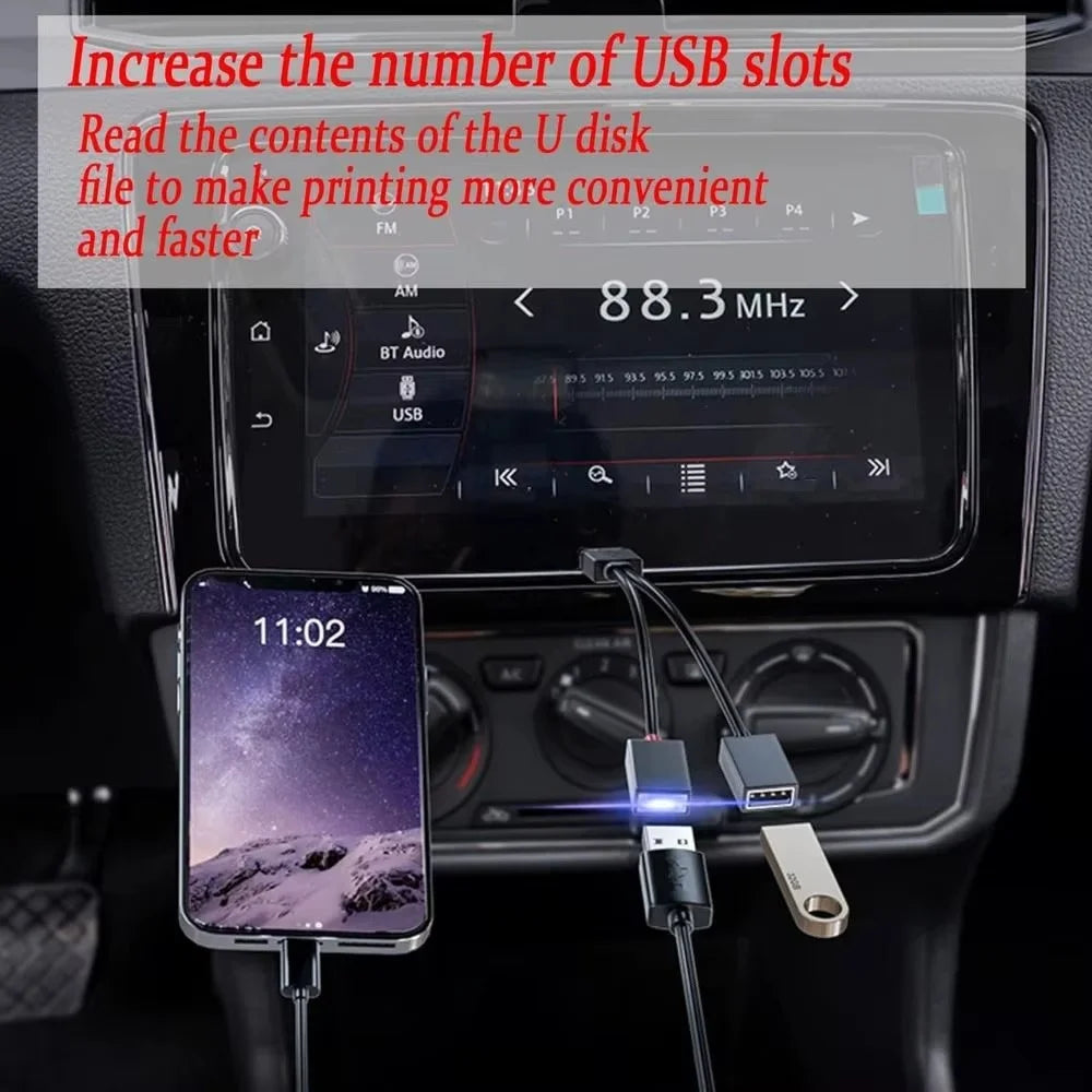 2-in-1 USB Hub Splitter – Dual Port Charging Adapter