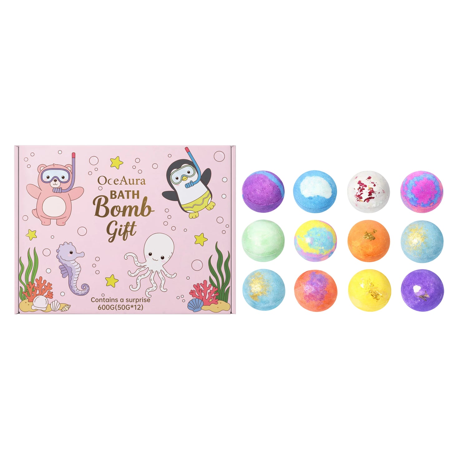 Bath Bombs with Surprise Toys Inside – 12pc Ocean Gift Set