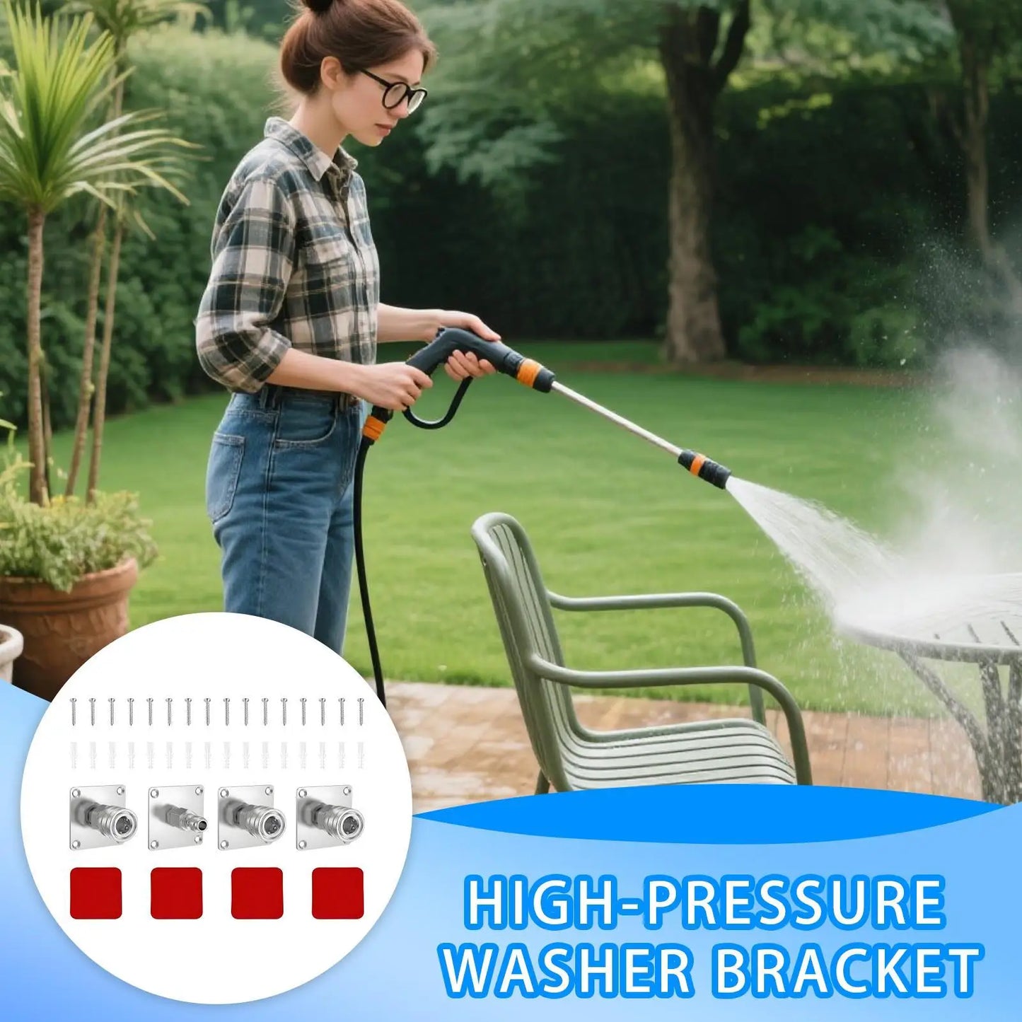Pressure Washer Wall Mount Rack & Foam Cannon Holder 4-Pack